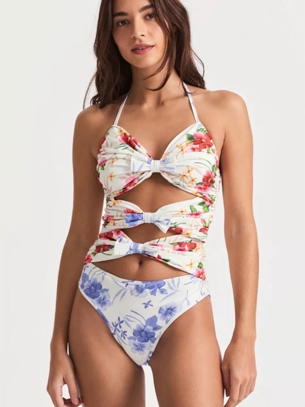LoveShackFancy White Floral Cutout One-Piece with Hygienic liner